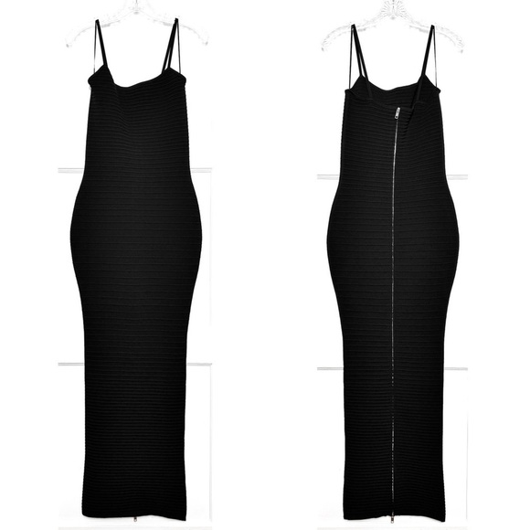 NWT RETROFETE Bandage Knit Square Neck Sleeveless Back Zip Bodycon Maxi Dress S - Picture 3 of 5
